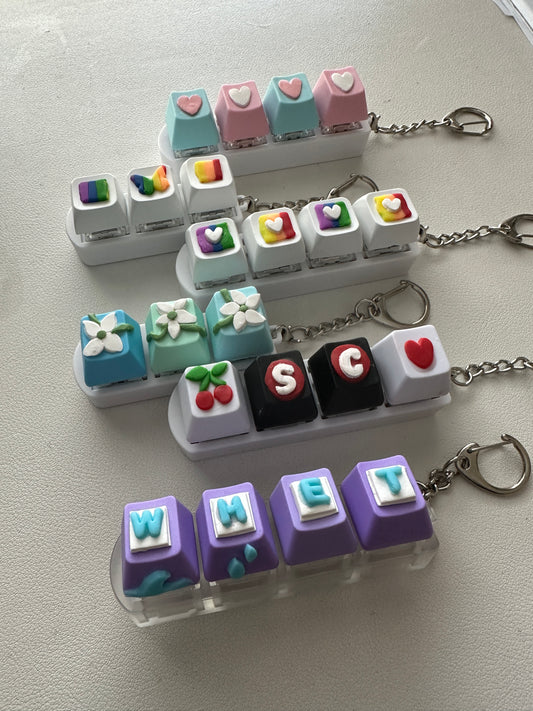 *CUSTOM KEYCAP FIDGET KEYCHAIN*: 3 or 4 key fidgeters w/ custom colors and design