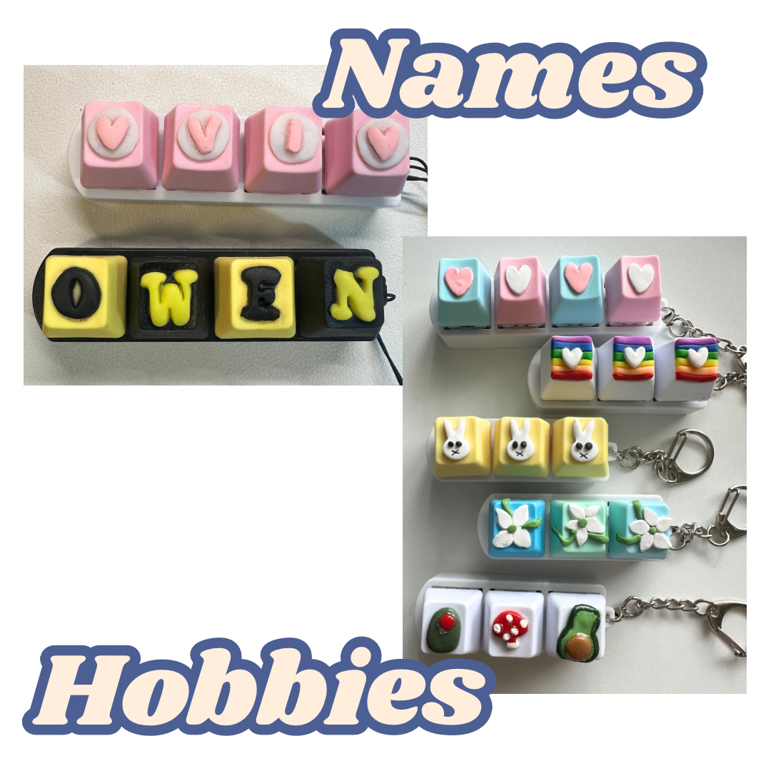 *CUSTOM KEYCAP FIDGET KEYCHAIN*: 3 or 4 key fidgeters w/ custom colors and design